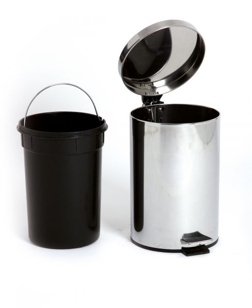 PROBBAX - SO-6012-MSSTL - Papelera de pedal 12 L - 24,8 cm Ø x 40 cm de alto - Acero brillante