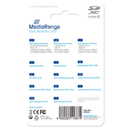 MediaRange MR965 Tarjeta SDXC 64 GB Clase 10 Azul