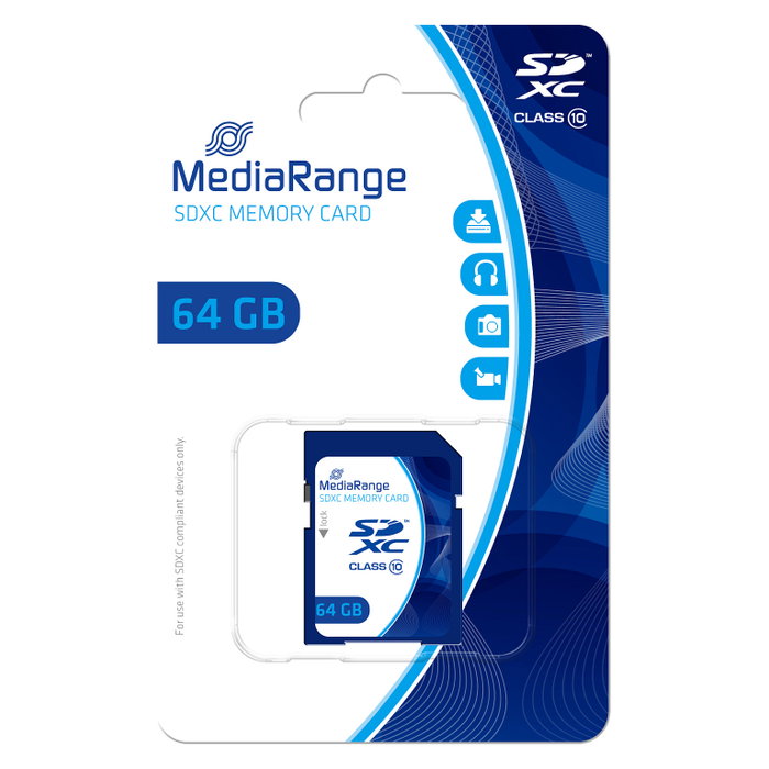 MediaRange MR965 Tarjeta SDXC 64 GB Clase 10 Azul MediaRange MR965 Tarjeta SDXC 64 GB Clase 10 Azul