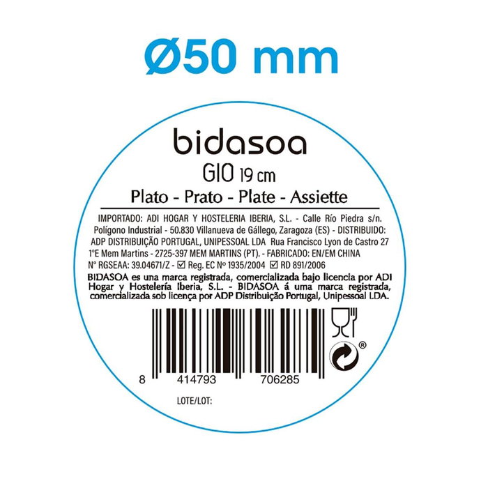 Plato Hondo Irregular Cerámico Gio Bidasoa 19 cm (24 Unidades)