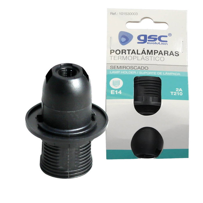GSC Evolution Portalámparas Termoplástico Semiroscado E14 Negro