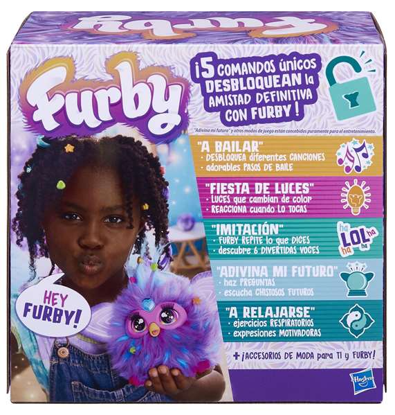 Furby color violeta con reconocimiento de voz y 5 modos de juego, orejas que cambian de color y reproduce musica personalizada en modo de baile 12,7x22,9x22,9 cm