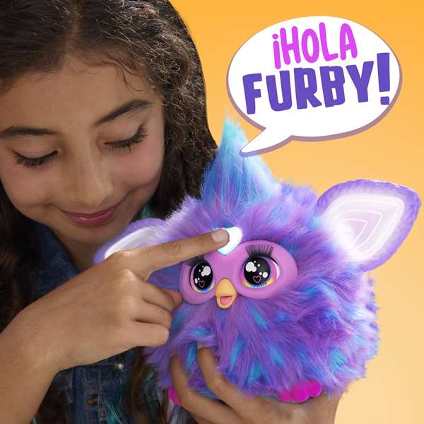Furby color violeta con reconocimiento de voz y 5 modos de juego, orejas que cambian de color y reproduce musica personalizada en modo de baile 12,7x22,9x22,9 cm