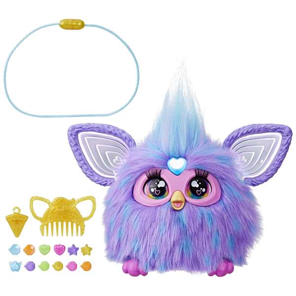 Furby color violeta con reconocimiento de voz y 5 modos de juego, orejas que cambian de color y reproduce musica personalizada en modo de baile 12,7x22,9x22,9 cm