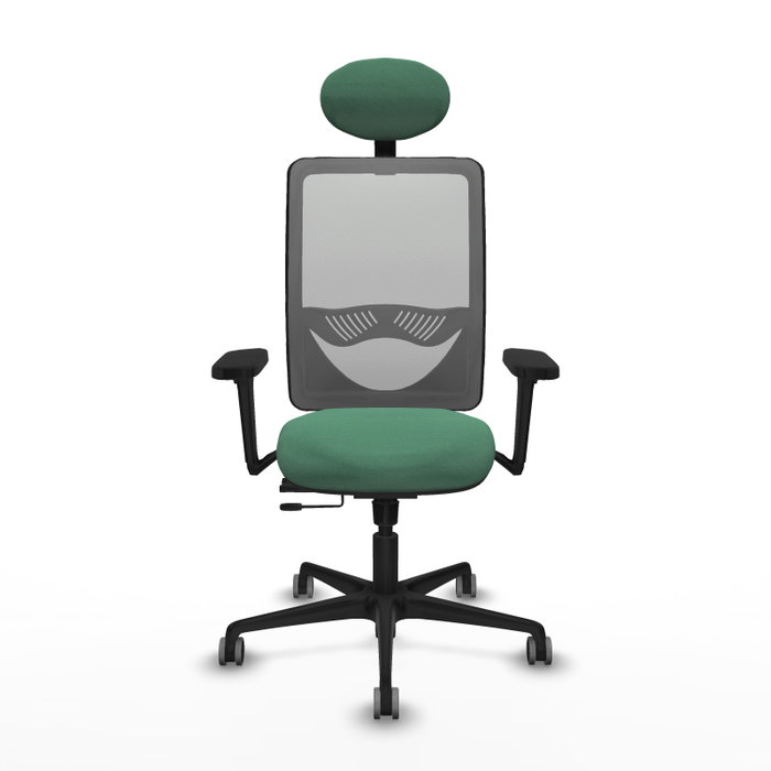 PIQUERAS Y CRESPO Silla de oficina Zulema con mecanismo Sincro/Traslack, Verde esmeralda y Gris
