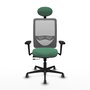 PIQUERAS Y CRESPO Silla de oficina Zulema con mecanismo Sincro/Traslack, Verde esmeralda y Gris