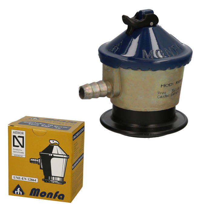MONFA Regulador de Gas Butano 50 mbar Alcachofa 2,5 kg/h