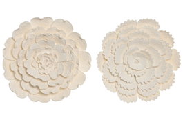 DKD Home Decor Decoración de Pared Papel Maché Flor Surtido de 2, Blanco