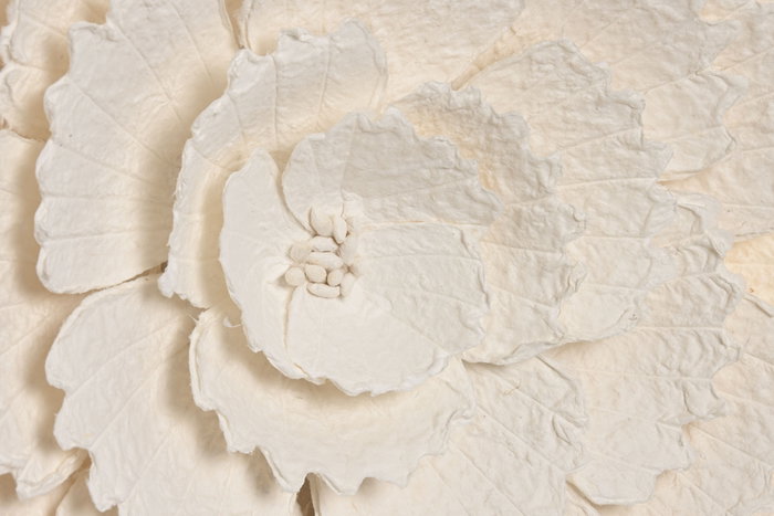 DKD Home Decor Decoración de Pared Papel Maché Flor Surtido de 2, Blanco