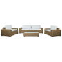 DKD Home Decor Conjunto de Sofá de 4 Piezas en Ratán Sintético y Olefin Marrón Claro/Beige
