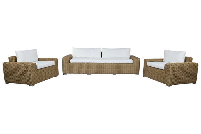 DKD Home Decor Sofá Terraza y Jardín Ratán Sintético Set de 4 Piezas, Marrón Claro/Beige, Repelente al Agua, 222 x 87 x 63 cm DKD Home Decor Sofá Terraza y Jardín Ratán Sintético Set de 4 Piezas, Marrón Claro/Beige, Repelente al Agua, 222 x 87 x 63 cm