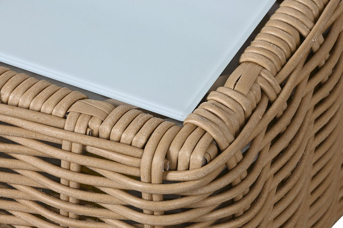 DKD Home Decor Sofá Terraza y Jardín Ratán Sintético Set de 4 Piezas, Marrón Claro/Beige, Repelente al Agua, 222 x 87 x 63 cm DKD Home Decor Sofá Terraza y Jardín Ratán Sintético Set de 4 Piezas, Marrón Claro/Beige, Repelente al Agua, 222 x 87 x 63 cm