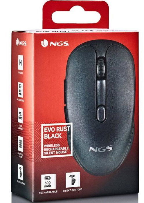 NGS EVO RUST BLACK Ratón Inalámbrico Negro