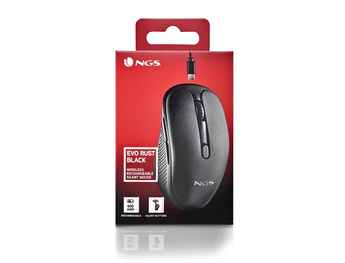 NGS Evo Rust Black Ratón Inalámbrico Recargable Negro NGS Evo Rust Black Ratón Inalámbrico Recargable Negro