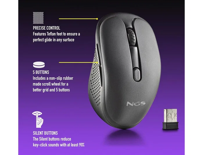 NGS Evo Rust Black Ratón Inalámbrico Recargable Negro NGS Evo Rust Black Ratón Inalámbrico Recargable Negro