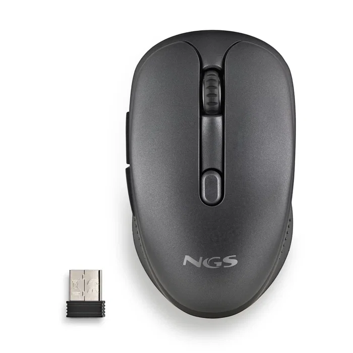 NGS Ratón EVO RUST Inalámbrico Recargable USB para Oficina - 1600 DPI, Botones Silenciosos, Ergonomico para Diestros, Negro