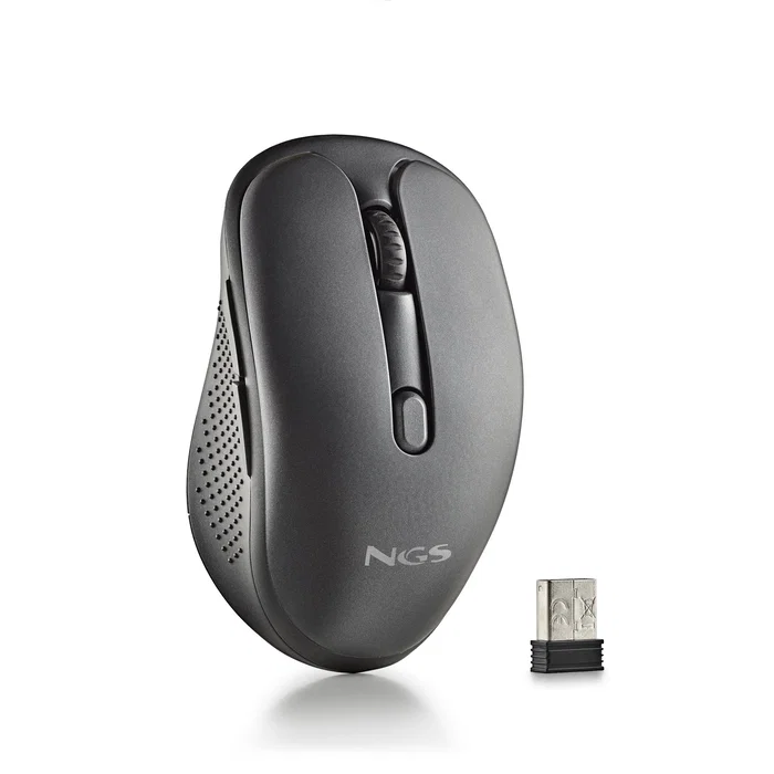 NGS Ratón EVO RUST Inalámbrico Recargable USB para Oficina - 1600 DPI, Botones Silenciosos, Ergonomico para Diestros, Negro