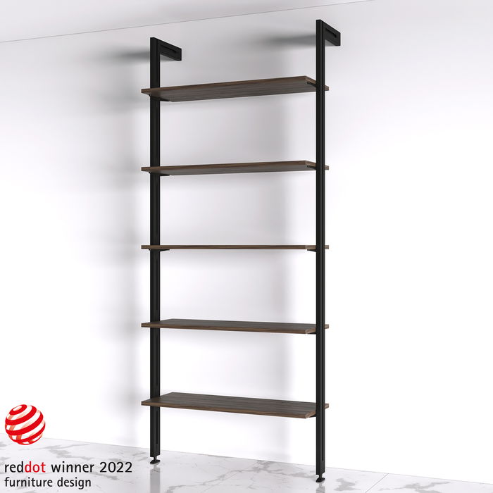 Emuca Lote de soportes para 5 estantes de madera para la estructura Zero, tableros no incluidos, Zamak, Pintado color negro texturizado