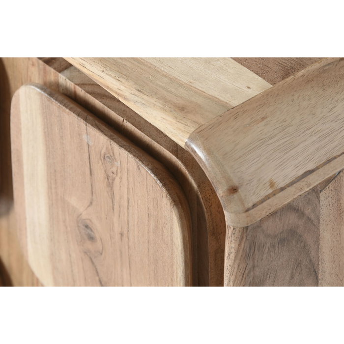 DKD Home Decor Mesita de Noche Cuadrado Moderno Natural Acacia MDF 40 x 50 x 40 cm