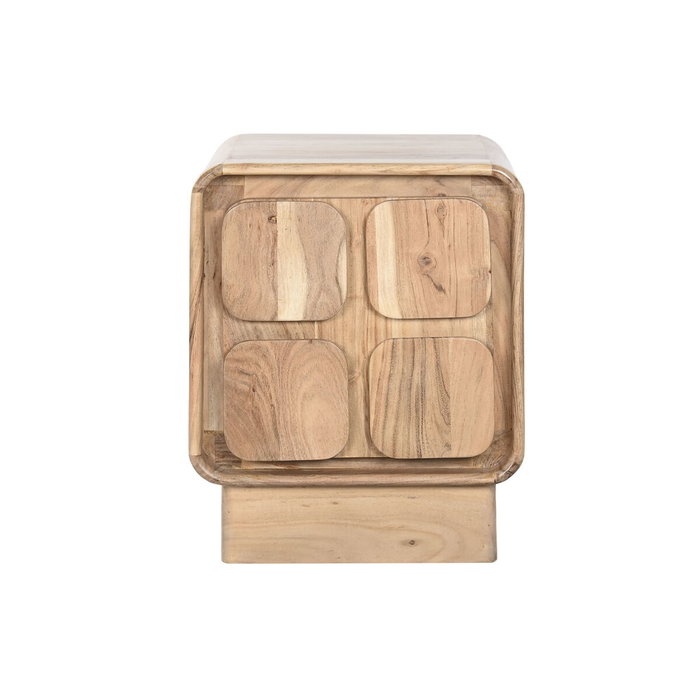 DKD Home Decor Mesita de Noche Cuadrado Moderno Natural Acacia MDF 40 x 50 x 40 cm