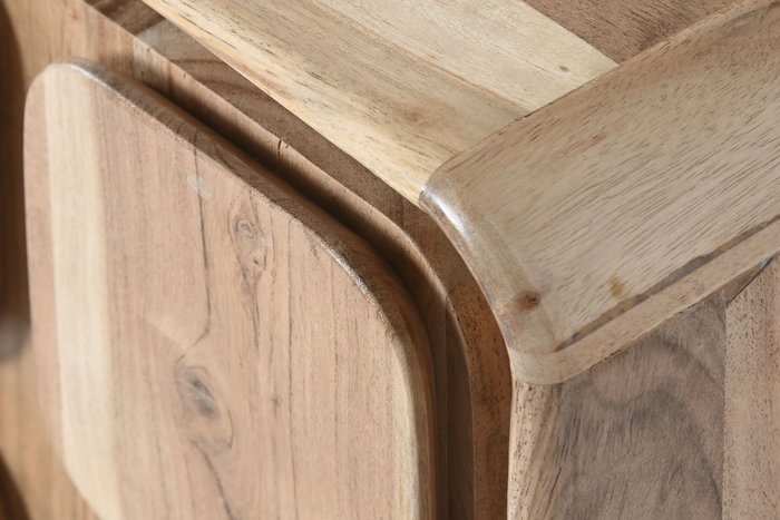 DKD Home Decor Mesita de Noche Cuadrado Moderno Natural Acacia MDF 40 x 50 x 40 cm