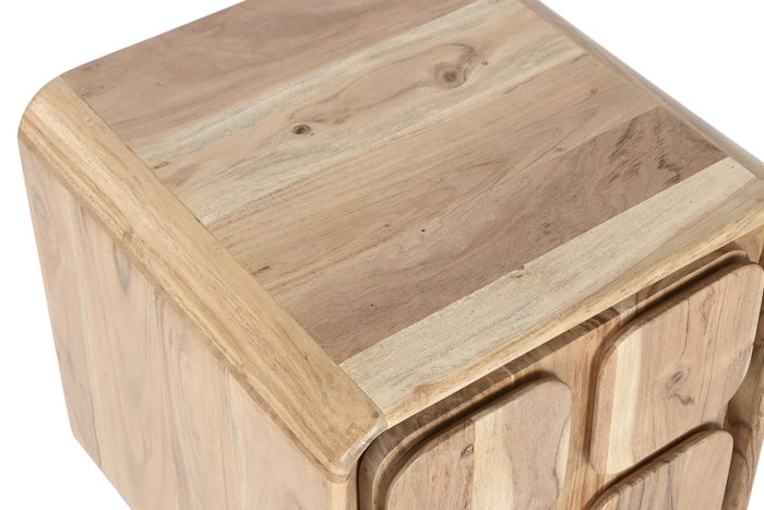 DKD Home Decor Mesita de Noche Cuadrado Moderno Natural Acacia MDF 40 x 50 x 40 cm