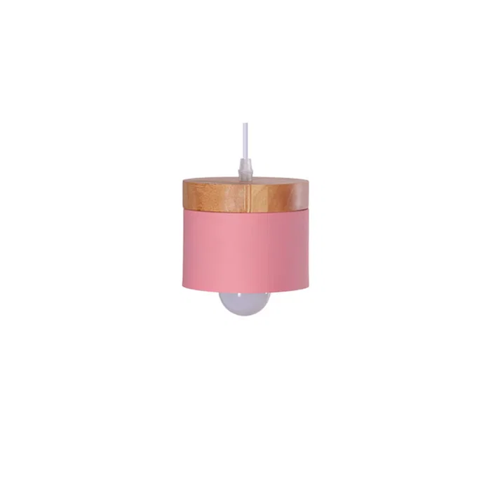 Mikayla Lámpara Colgante Mikayla SKD-P1010-W Metal y Madera Cable Regulable en Altura, Aluminio, Diseño Moderno