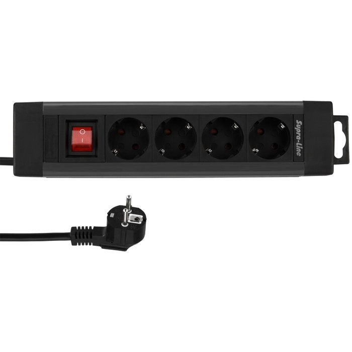 Rev Regleta de enchufes Supraline 4 tomas con interruptor Antracita 1,9 m Rev Regleta de enchufes Supraline 4 tomas con interruptor Antracita 1,9 m