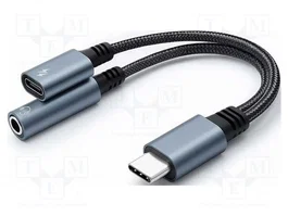 QOLTEC Cable Jack a USB C de 0,1m Negro