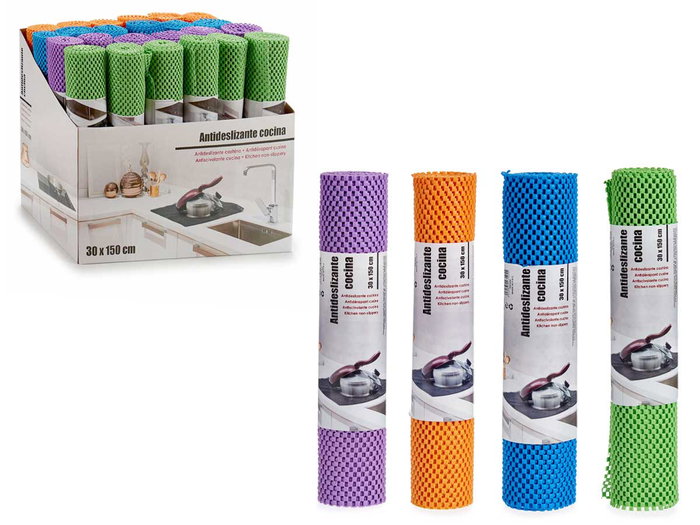 Kinvara Antideslizante 350 Gr Plástico Goma Azul Naranja Verde 30x150 cm (Set de 24)