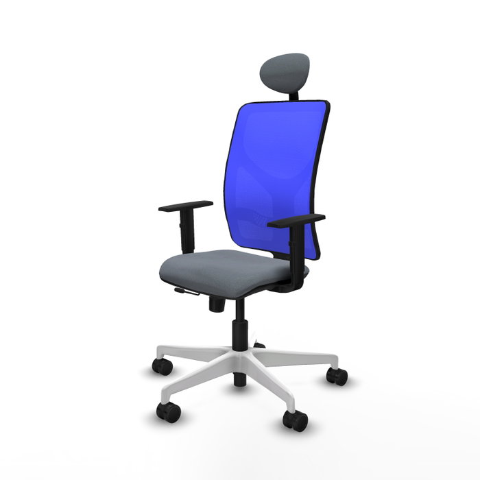 PIQUERAS Y CRESPO Silla de oficina Motilla con mecanismo Sincro/Traslack, Gris y Azul