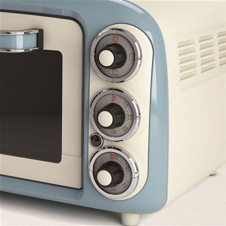 Ariete 979/05 Mini Horno Eléctrico 18 Litros Vintage Azul con Función Estática, Temperatura hasta 230°C