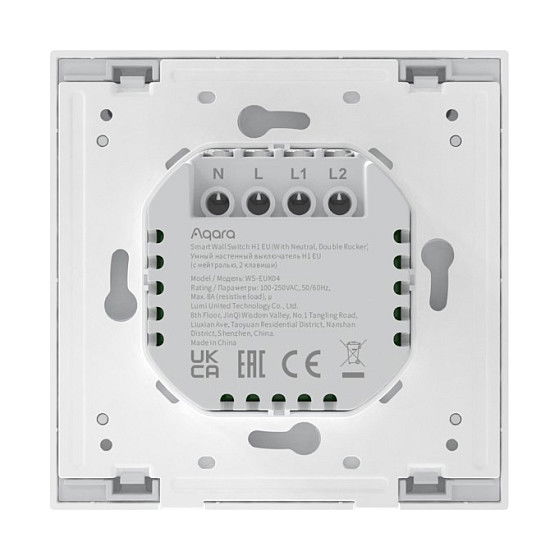 Aqara WS-EUK04 Interruptor de Pared Inteligente H1 con Neutro, Doble Tecla, Blanco, ZigBee, Compatible HomeKit