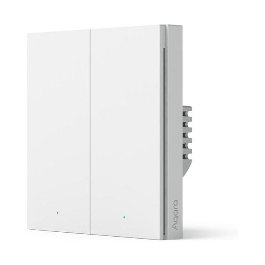 Aqara WS-EUK04 Interruptor de Pared Inteligente H1 con Neutro, Doble Tecla, Blanco, ZigBee, Compatible HomeKit