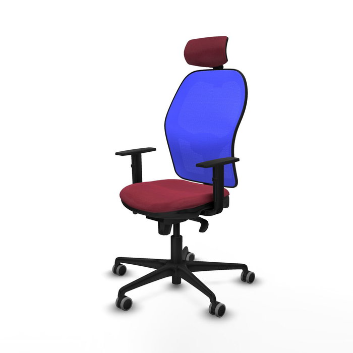 PIQUERAS Y CRESPO Silla de oficina Jorquera con mecanismo Sincro, Granate y Azul PIQUERAS Y CRESPO Silla de oficina Jorquera con mecanismo Sincro, Granate y Azul