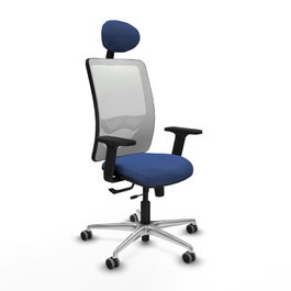 PIQUERAS Y CRESPO Silla de oficina Zulema con mecanismo Sincro/Traslack, Azul marino y Blanco
