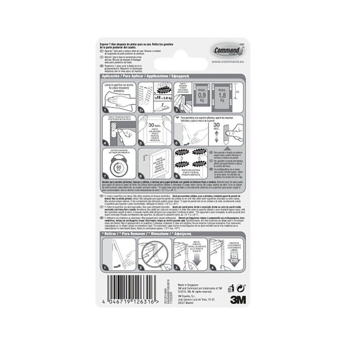 3M Command Tiras pequeñas para colgar cuadros, 4 pares