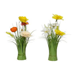 Everlands Ramo Artificial Hierba Narcisos Amapolas Poliéster 13x13x30 cm