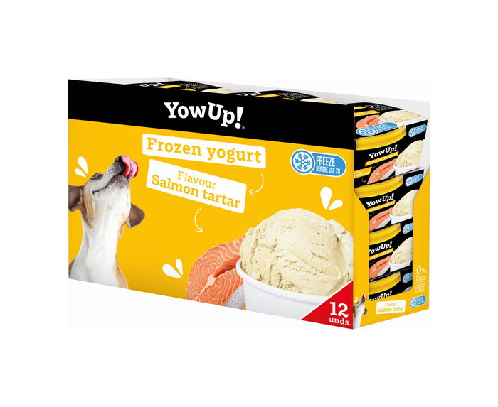 Yow Up! Helado de Yogur para Perros Sabor Salmón Tartar - Postre Saludable Congelable, 12 unidades de 110 g