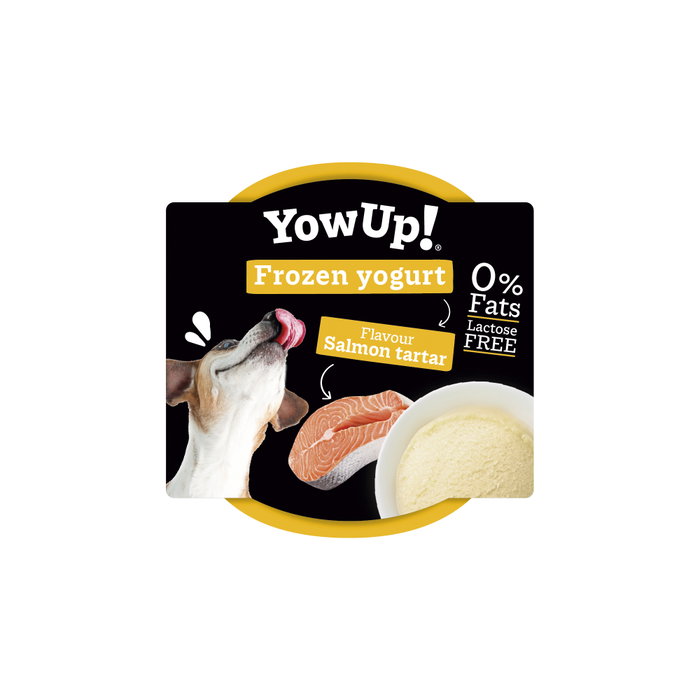 Yow Up! Helado de Yogur para Perros Sabor Salmón Tartar - Postre Saludable Congelable, 12 unidades de 110 g