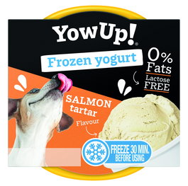 Yow Up! Helado de Yogur para Perros Sabor Salmón Tartar - Postre Saludable Congelable, 12 unidades de 110 g