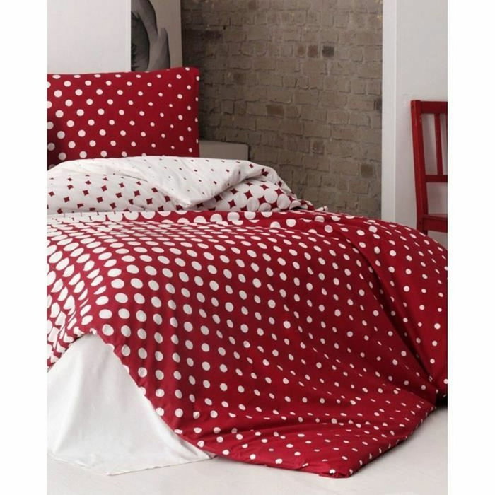 AUCUNE Juego de cama de 100% algodón reforzado, Rojo, 220x240 cm