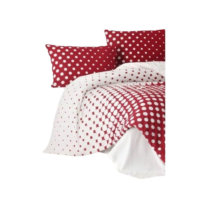 AUCUNE Juego de cama de 100% algodón reforzado, Rojo, 220x240 cm