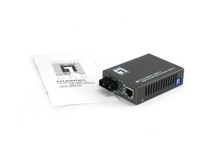 Level One FVT-0104TXFC Convertidor de Medios 10/100TX a 100FX-SC con PoE (20km)