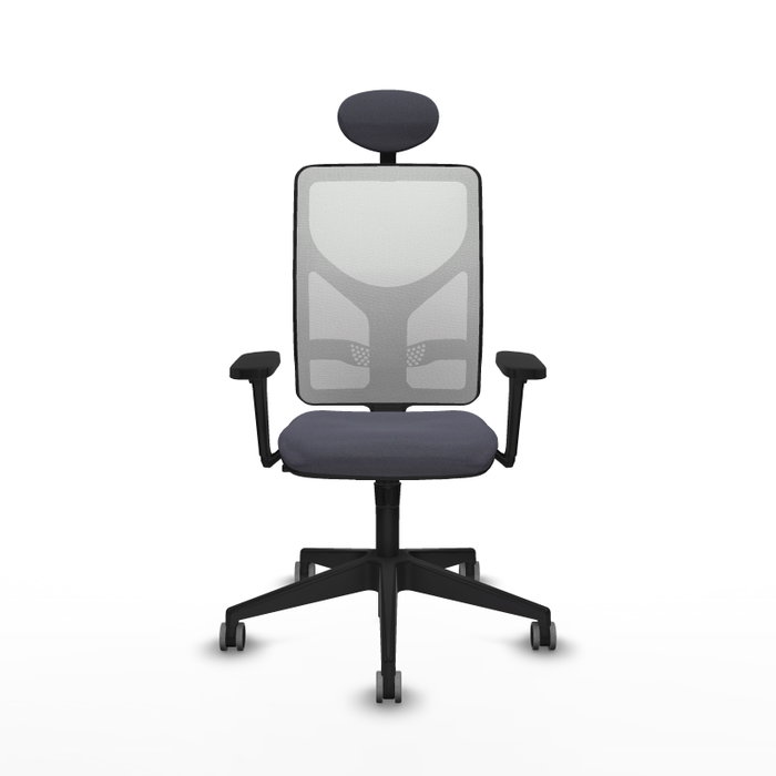 Silla de oficina Motilla con mecanismo Sincro tapizada con Tela color Gris oscuro y malla color Blanco. Equipada con lumbar 1D, Brazos 3D, Cabecero Fijo y Ruedas 65 mm parqué Silla de oficina Motilla con mecanismo Sincro tapizada con Tela color Gris oscuro y malla color Blanco. Equipada con lumbar 1D, Brazos 3D, Cabecero Fijo y Ruedas 65 mm parqué
