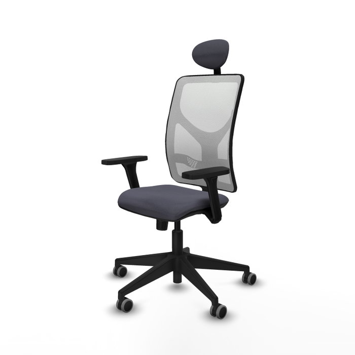 Silla de oficina Motilla con mecanismo Sincro tapizada con Tela color Gris oscuro y malla color Blanco. Equipada con lumbar 1D, Brazos 3D, Cabecero Fijo y Ruedas 65 mm parqué Silla de oficina Motilla con mecanismo Sincro tapizada con Tela color Gris oscuro y malla color Blanco. Equipada con lumbar 1D, Brazos 3D, Cabecero Fijo y Ruedas 65 mm parqué