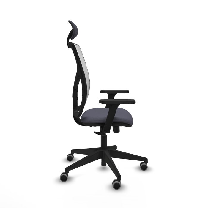 Silla de oficina Motilla con mecanismo Sincro tapizada con Tela color Gris oscuro y malla color Blanco. Equipada con lumbar 1D, Brazos 3D, Cabecero Fijo y Ruedas 65 mm parqué Silla de oficina Motilla con mecanismo Sincro tapizada con Tela color Gris oscuro y malla color Blanco. Equipada con lumbar 1D, Brazos 3D, Cabecero Fijo y Ruedas 65 mm parqué