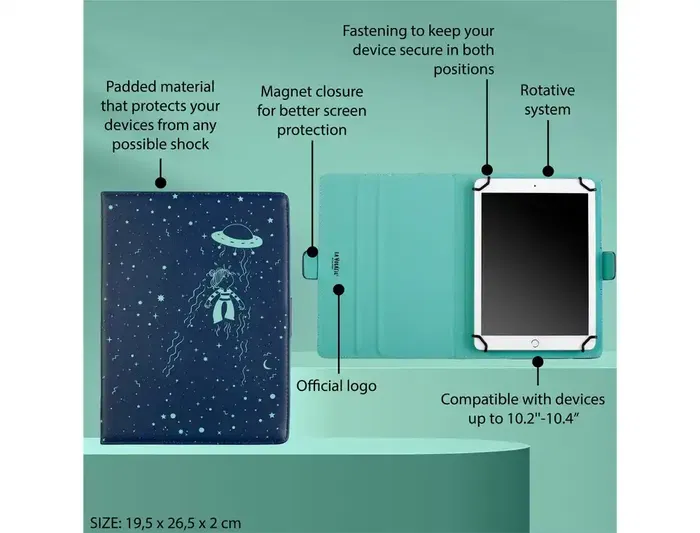 Wondee Funda Universal para Tablet 10.2-10.4 Pulgadas La Volátil® - Diseño Artístico, Protección contra Golpes y Arañazos, Ilustración Exclusiva, Ideal para Uso Diario