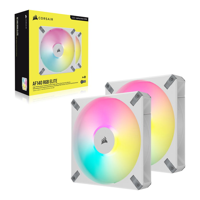 Corsair AF140 RGB ELITE White Pack de 2 Ventiladores de Caja 140mm Corsair AF140 RGB ELITE White Pack de 2 Ventiladores de Caja 140mm