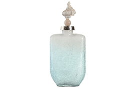 DKD Home Decor Jarrón de Cristal y Aluminio con Concha Azul